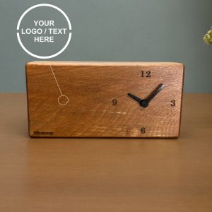 Personalized desk clock, Gift table clock, natural wood, customized clock, personalized logo or text, rectangle