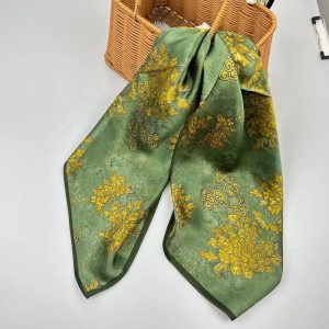 68cm 100% Mulberry Silk Scarf Square, Women’s Scarf, Fashion Scarf, Bandana, Bag Accessory,Blossoms Vintage，Gift-Packaged with Free Shipping