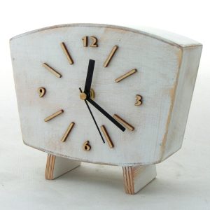 Handmade White Wooden Desk Clock | FUMA Exotic Wood Table Clock | 60s Vintage Style | Unique Gift | Mantle Clock | Elegant Home Decor