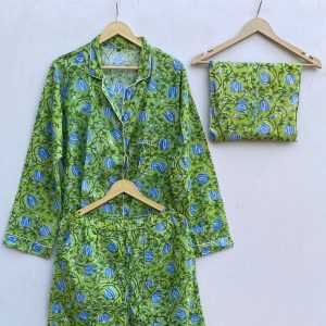 Indian Cotton Pj Set Soft Pajama Set, Gift For Her, Lounge And Sleepwear, Bridesmaid Gift, Cotton Pajamas, Women’s Clothing, Long Sleeve Pjs