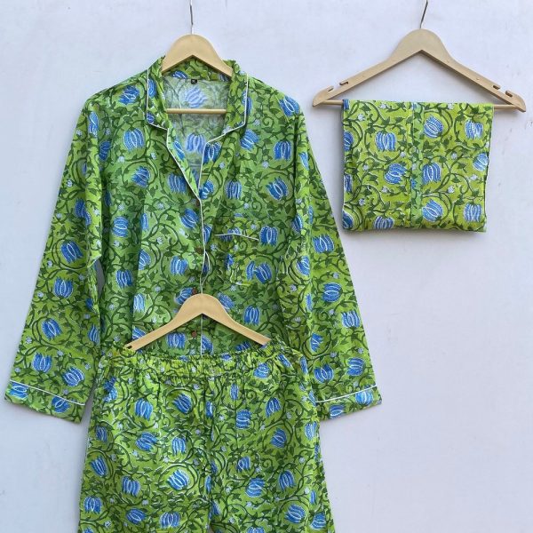 Indian Cotton Pj Set Soft Pajama Set, Gift For Her, Lounge And Sleepwear, Bridesmaid Gift, Cotton Pajamas, Women’s Clothing, Long Sleeve Pjs