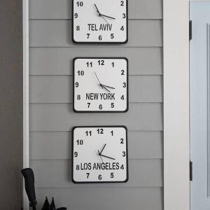 Bespoke Square Single Time Zone Clocks – Custom Colours, Bespoke Shapes & Sizes Made (Sets of 2, 3, 4 or 5) Sizes up to 25cm each