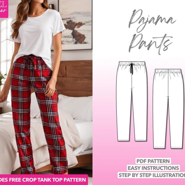 Pajama Pants Sewing Pattern Pants PDF Pattern Women Sewing Pattern Sleep Pants Pattern PDF Pajama Sewing Pattern Sleepwear Pattern PJ Pants