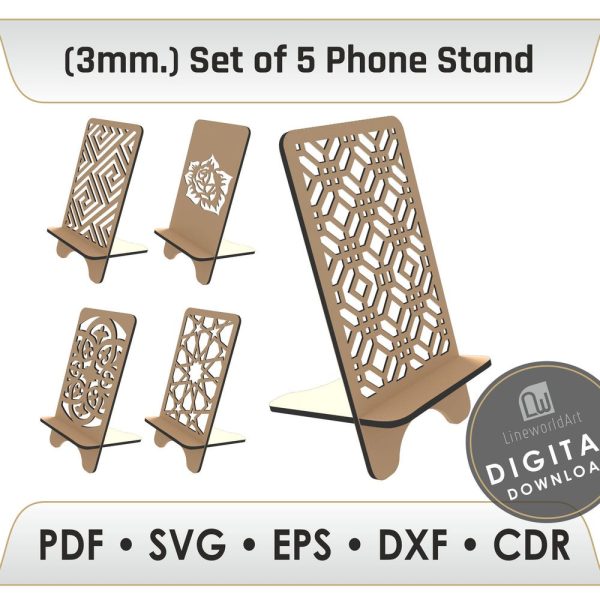 Phone Stand Laser Cut File, Phone Holder Svg, Phone Holder for Desk Svg, Download Glowforge Files