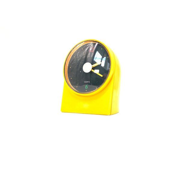 Space Age Yellow Table Clock Desk Clock Made in Germany, 80s