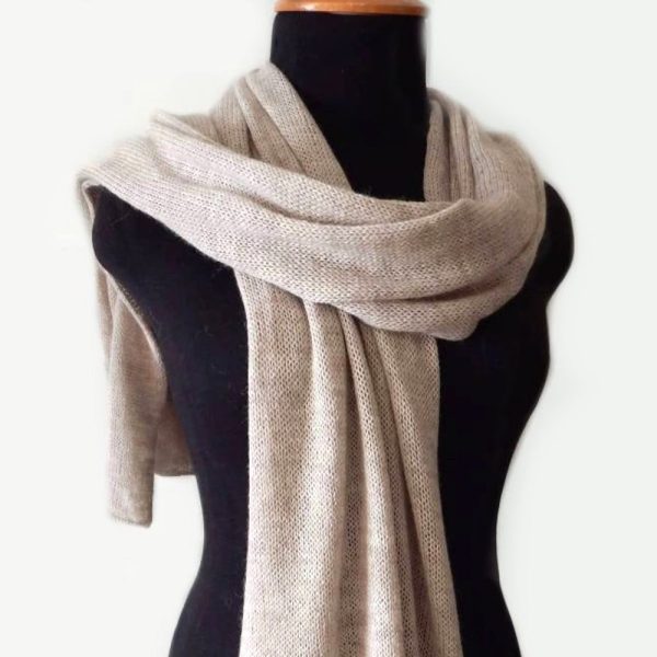Knitted beige alpaca scarf, women’s scarf, grey merino scarf, men’s scarf, knit beige alpaca wrap, ivory wool scarf, knit beige alpaca stola