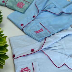 Blue Matching Cotton Pajamas Shirt short pant set for holidays or getting ready photoshoot. Daily use Pajamas. Pure 100% Cotton.