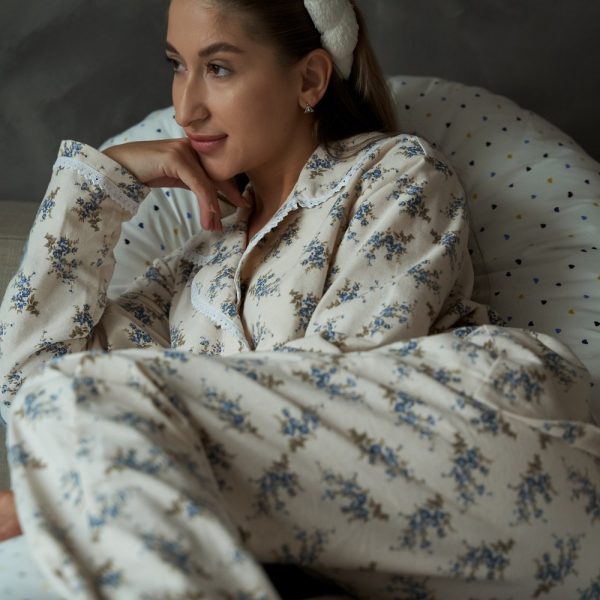 Warm pajamas, Women’s warm pajamas, Cotton pajamas, Natural pajamas, Floral flannel pajamas, Organic cotton, Flannel pajama, 100% Cotton