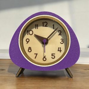Purple, Mid Century Modern Desk and Table Clock | Unique Decor for Home, Office, Bookshelf, Bedside, Gift