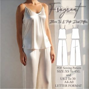 Nightwear Set Sewing Pattern, Women T-shirt and Shorts Pattern, Pyjama Sleepwear Pattern, Women Pajamas Pattern, PDF Digital Sewing Pattern