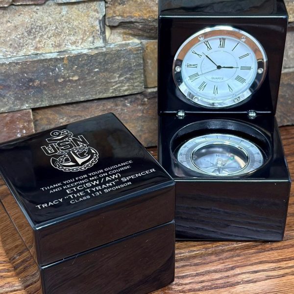 Personalized Nautical Compass Clock, Desk supplies, Fathers Day, Grandfathers Gift, Birthday, Christmas, Valentines, Retirement, Military