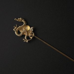 Handmade Dargon copper gold hair stick flower hair pins green copper hair accessories gift for her women mother hair pin jewelry