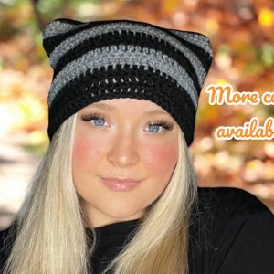 Handmade Crochet Cat Ear Beanie Customizable Cat Hat Cute Animal Ear Beanie Cozy Winter Hat for Women & Teens Kawaii Cap Gift for Cat Lovers
