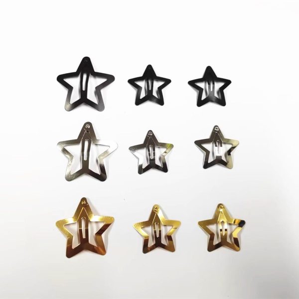 10pcs/lot  3.2/4.2cm silver/golden/black New star hair clip sweet cool bb clip bangs clip women diy handmade hair accessories materials