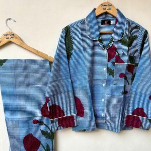 Floral Print Pajama Sets, Indian Cotton Pyjamas Set, Nightwear Pajama Set, Sleepwear Dress, Bohemian Clothing, Gifts For Her, Women Dress