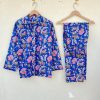 Indian 100% pure cotton pyjamas, Womens cotton pj’s, Soft cotton pajama Set trousers shirts, Unique printed pyjama set, Block Print pj set