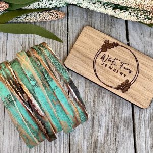Rustic Turquoise and Brown Leather Fringe Cuff Bracelet