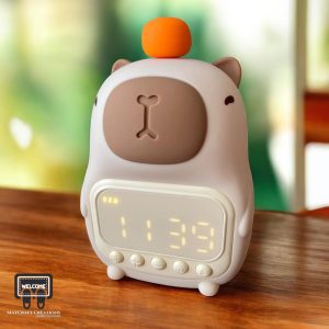 Cute Capybara Bedside Lamp, Capybara Children Night Lamp, Digital Clock Standing Light, Wireless Recheargeable Led Light