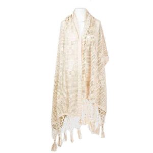 Shawl Ecru – Handmade of Natural Cotton – Sustainable and Fairtrade