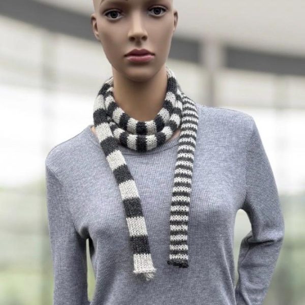 Your Design knitted skinny scarf, Women’s striped winter scarf, Alpaca wool knitted narrow scarf, Spaghetti scarf, Handmade gift for Her