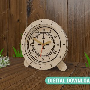 Clock laser cut files – 3D Aviation inspired design with 6 classic flight instrument sphere options. Desk clock design laser cut files.