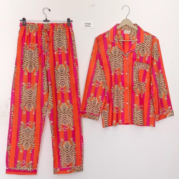 Women Cotton Pants Shirt Set, Pj Set, Night Suit, Indian Cotton Pajama Set, Cotton Hand Block Print, 100% Cotton Light & Soft Night Dress