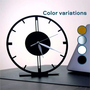 Tabletop Classic Metal Slient Clock, Diameter 9.8 Inches/25 cm Unique Desk clock, Original clock for gift