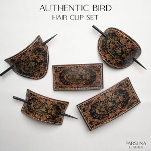 Authentic Bird Design Handmade Leather Hair Stick – Hair Accessory for Women – Handcrafted Barrette -Landscape Themed Hair Jewelry Gift