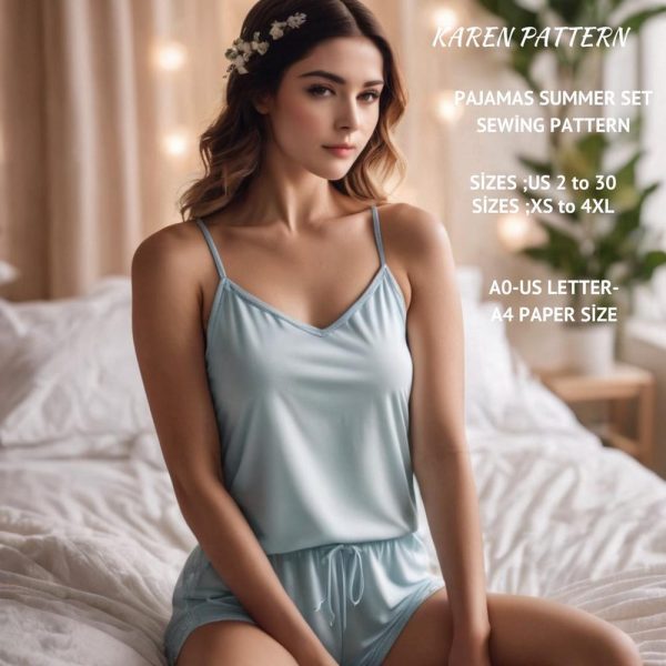 Sewing Pattern Short Pajama Set,Women Pajamas Pattern,Two Pieces Pajama Sewing Pattern,Pyjama Sleepwear,Easy Sewing Pattern,XS-4XL