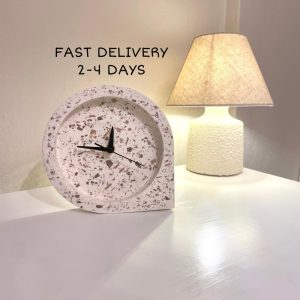 Personalized Terrazzo Desk Clock, Table Clock, Silent Mechanism, Minimalist Design, Office & Home Decor, Kitchen Decor, Unique Clock, Gift