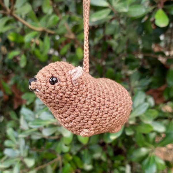 Rock Hyrax Wawa Awawa animal Hanging car charm or keychain – handmade crochet Cape hyrax rear view mirror hanger