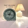 Blue Florals Wooden Desk Clock with Numbers. Unique cute colourful modern silent analog mantle clock for the kitchen, living room or bedroom