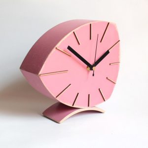 Pink Desk Clock | Silent Wood Tabletop Clock | No-Ticking Modern Mantel Decor | Unique Valentines gift | Day Gift for Her | Stylish Office