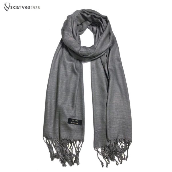 Smoke Gray Raw Thai silk Scarf Gift for her woman’s scarf Soft touch Spring scarf Handmade scarf elegant man scarf Gray scarves Head Covers