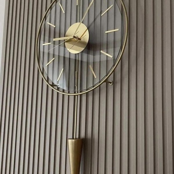 Gold Gravity Pendulum Elegant Series 37×85, Modern Decorative Metal Glass Wall Clock – Stylish Home Decor Piece