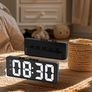 LED Mirror Table Clock – Digital Alarm & Snooze Display Time, Stylish Desktop Electronic Clock, Perfect Valentine’s Gift