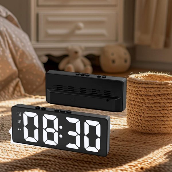 LED Mirror Table Clock – Digital Alarm & Snooze Display Time, Stylish Desktop Electronic Clock, Perfect Valentine’s Gift