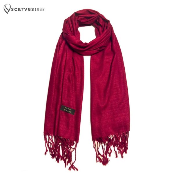 Burgundy Raw Thai silk Scarf Gift for her woman’s scarf Soft touch unisex Spring scarf Handmade scarf Foulard elegant man’s scarf Wine Red