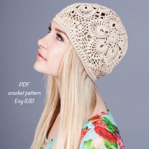 Crochet hat pattern pdf, Flower Summer hat, Summer Ladies crochet hat,  Ladies hat, Ladies crochet hat, Womens Fashion, Accessories