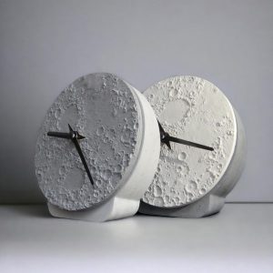 Analog Table Clock with Embossed Moon Surface based to real Lunar data – 15 cm Diameter