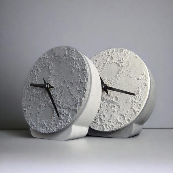 Analog Table Clock with Embossed Moon Surface based to real Lunar data – 15 cm Diameter