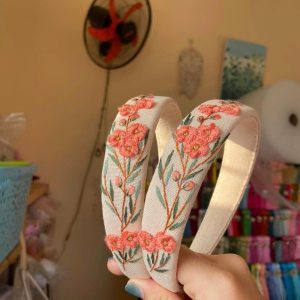Hand-Embroidered Floral Headband – Unique Boho Hair Accessory, Soft Fabric Headband, Handmade Embroidery Gift for Women & Girls