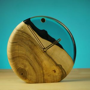 Mini Desk Clock, Home Decor, Table Clock, Wood Desk Clock, Natural Wood Resin Clock, Office Desk Decor, Unique Wooden Resin Clock, Gift