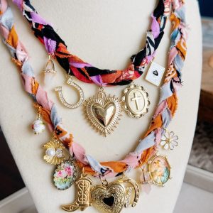 Bandana Charm Necklace, Southwestern Necklace, Charm Necklace
