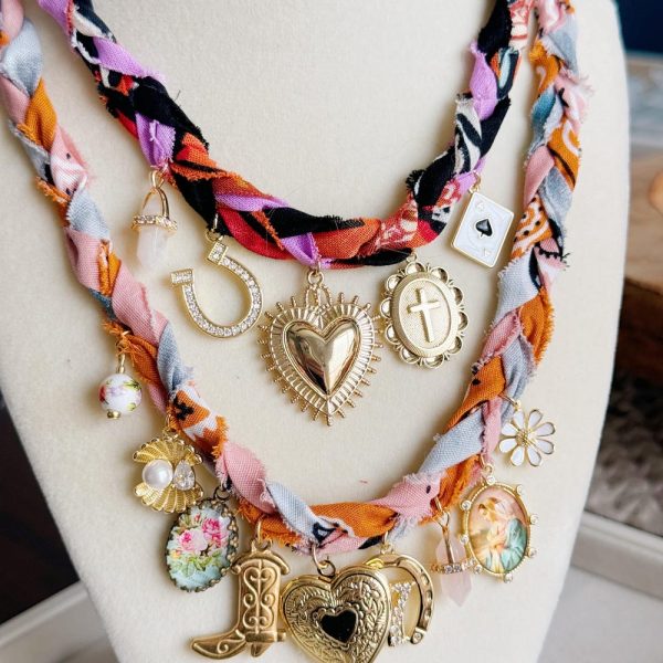Bandana Charm Necklace, Southwestern Necklace, Charm Necklace