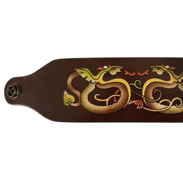 Painted Embossed Leather Cuff Bracelets – Handmade Top Grain Cowhide Birthday Gift for Men & Women- double ply