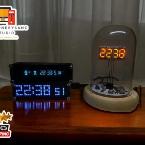 Desktop Digital Clock | Sci-Fi Circuit Display | Retro Futuristic Desk Decor | Unique LED Timepiece | Tech Art Gift for Him