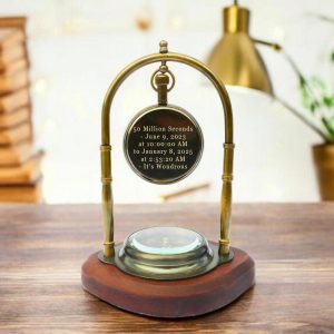 Custom engraved retirement gift for husband, Personalized desk clock with compass, Happy retirement gift for colleagues, Gift for retiree