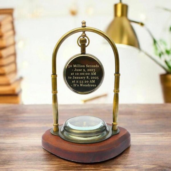 Custom engraved retirement gift for husband, Personalized desk clock with compass, Happy retirement gift for colleagues, Gift for retiree