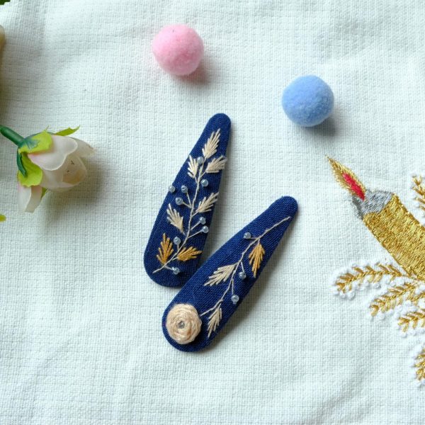 Embroidered Barrette Clip, Hand Embroidery Hair Clip, Floral Hand Embroidered Hair Clip, Handmade Hair Accessories, Cute Hair Clip